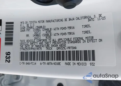 2023 Toyota Tacoma Sr5 V6 z USA, uszkodzony, nr VIN 3TMAZ5CN7PM219575